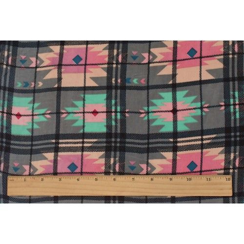 Coral/Multi Tribal Printed Cotton Shirting Woven Fabric By the Yard