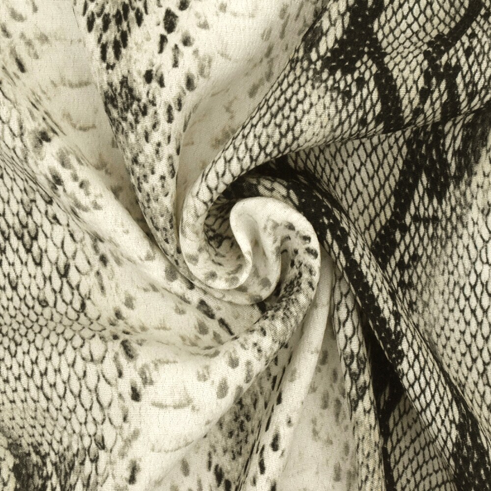 Ivory-Multi Famous Designer Snake Skin Printed Rayon Crepe Faille Fabric By the Yard