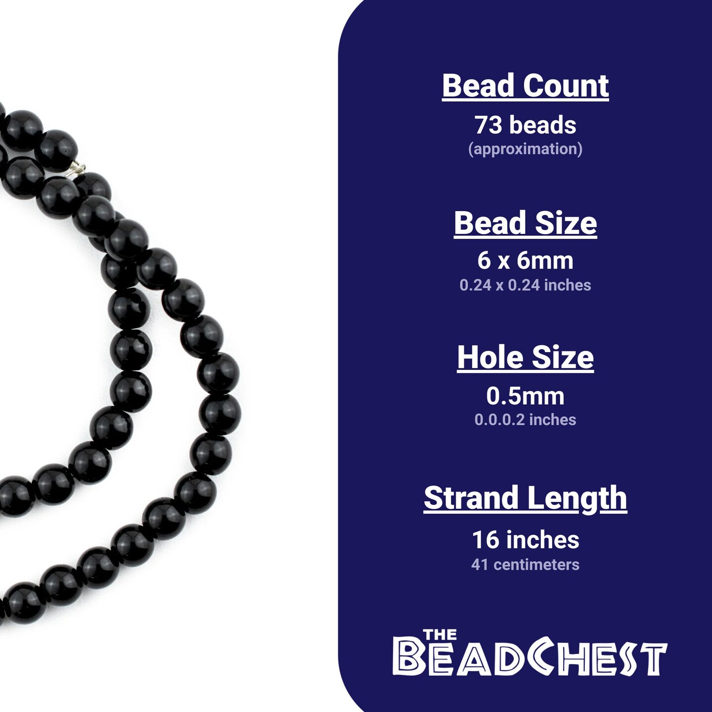 The Bead Chest Round Onyx Beads (6mm)