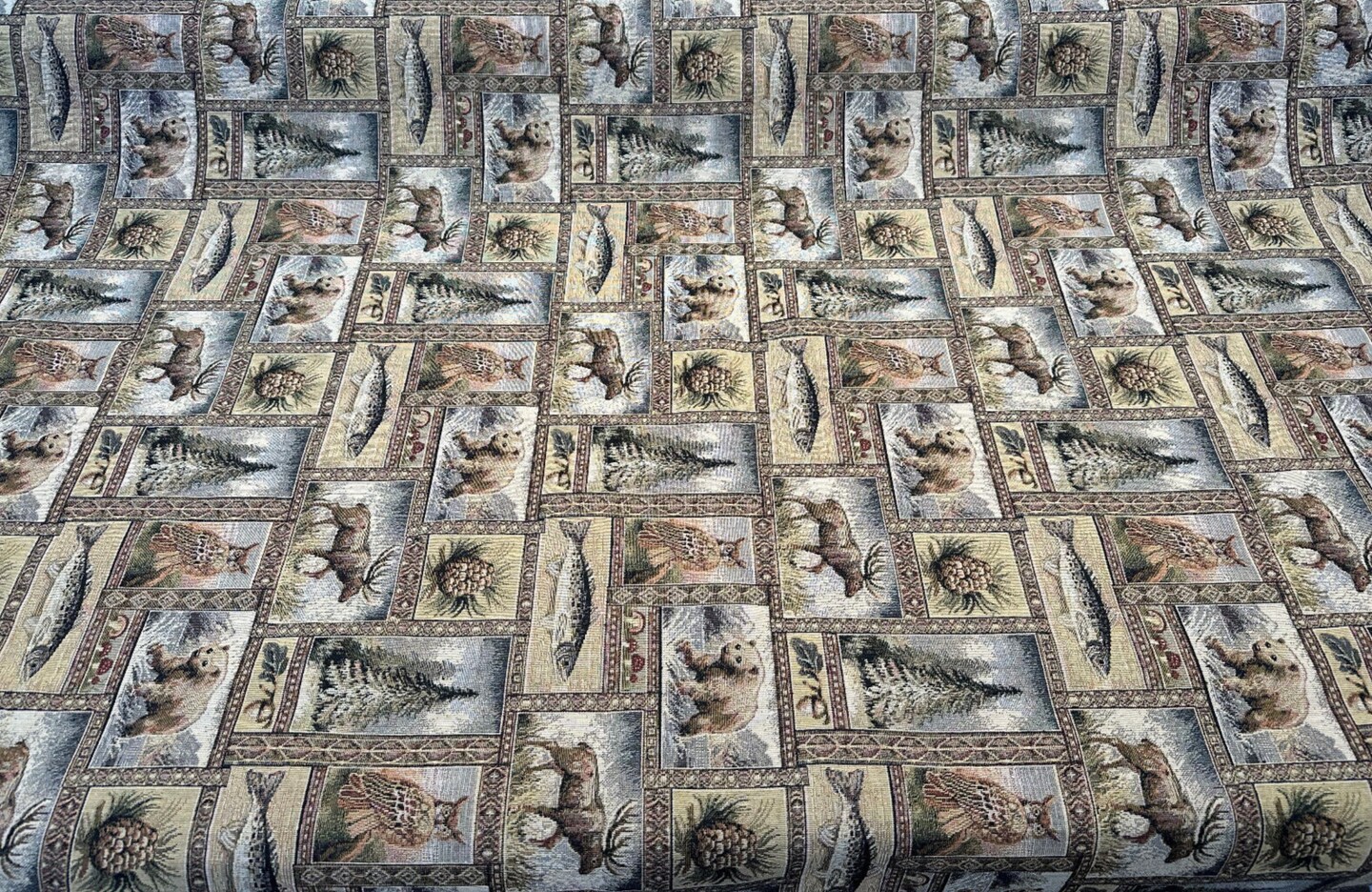 1 Yard Upholstery Tapestry Fabric Wildlife Bear Moose Rustic Golden 62% Cotton 38% Polyester 56 Inch Width