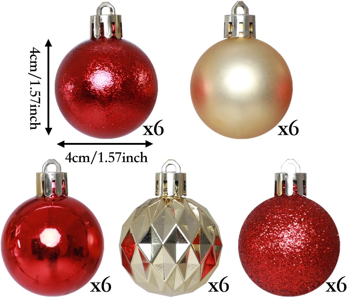 30ct Christmas Ball Ornaments Tree Decorations (Red, Gold) - 9.45 x 7.87 x 1.57 inches