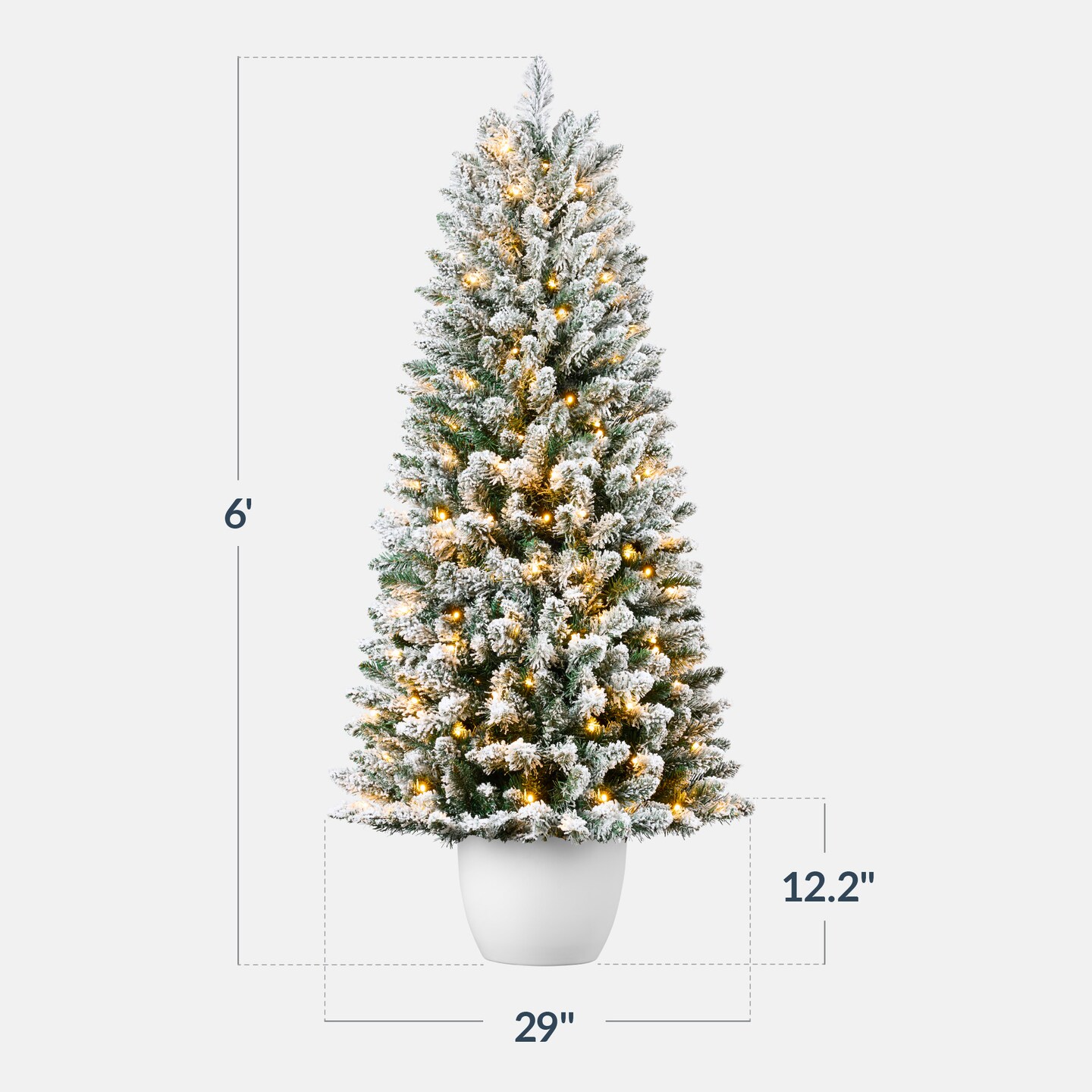 Best Choice Products Pre-Lit Potted Flocked Christmas Tree, Classic Artificial Holiday D&#xE9;cor, w/ Twinkling White LEDs