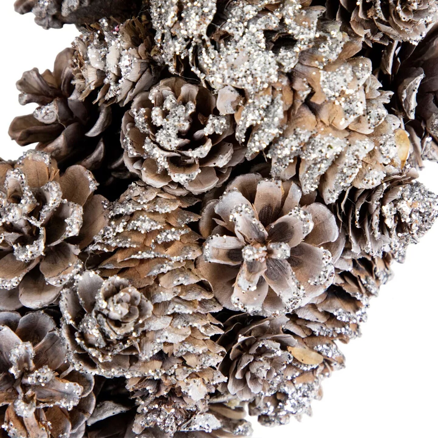 13.5" Frosted Pinecone Christmas Wreath Unlit Holiday Door or Wall Decor