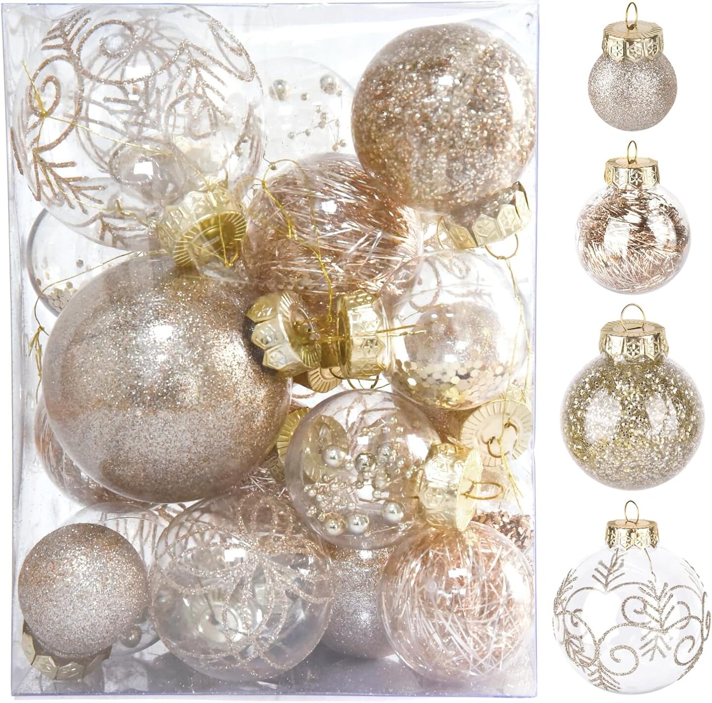 30Pcs Christmas Ball Ornaments Set - Shatterproof (Champagne)