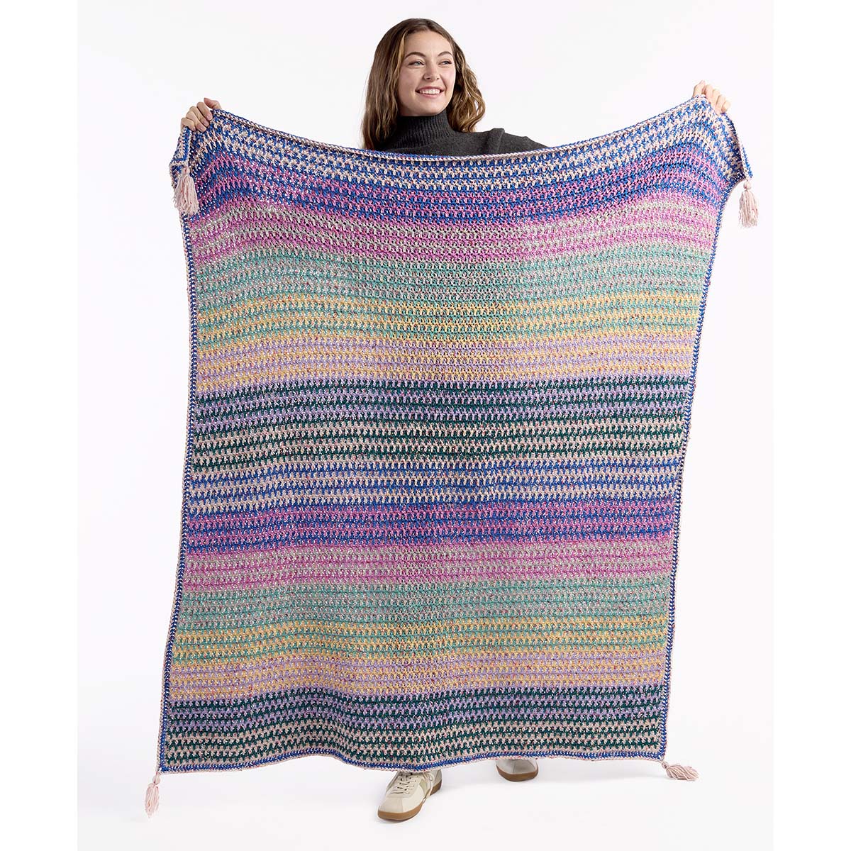 Premier  Boho Striped Tassel Blanket Crochet Kit