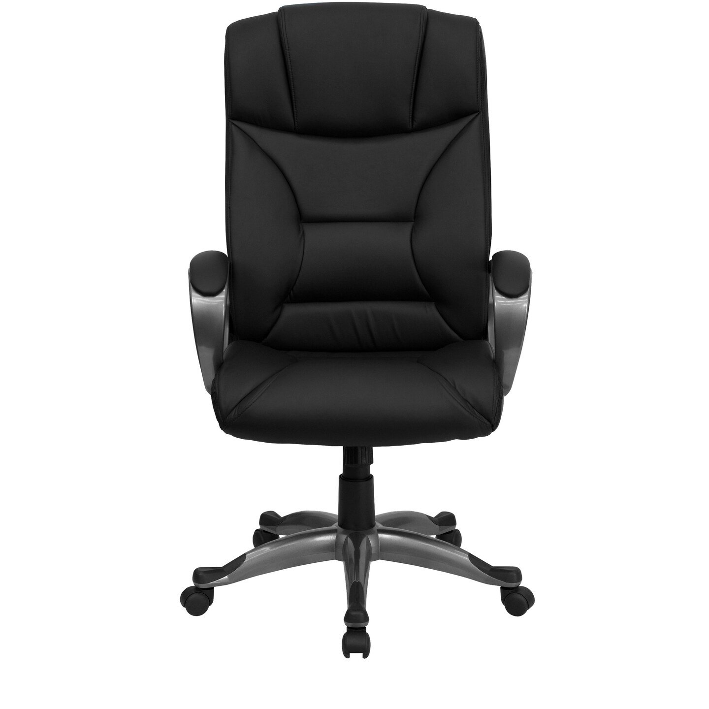 Emma and Oliver High Back Leather Executive Swivel Office Chair with Lip Edge Base and Arms
