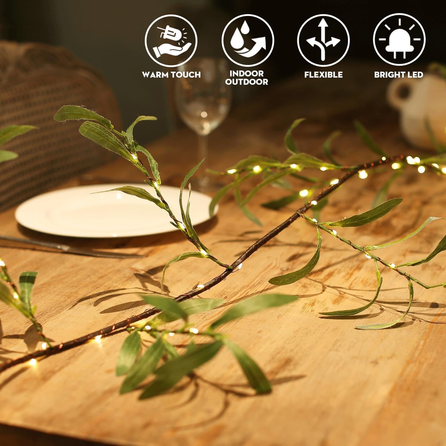Lighted Olive Garland Battery Operated with Timer (Green Olive)