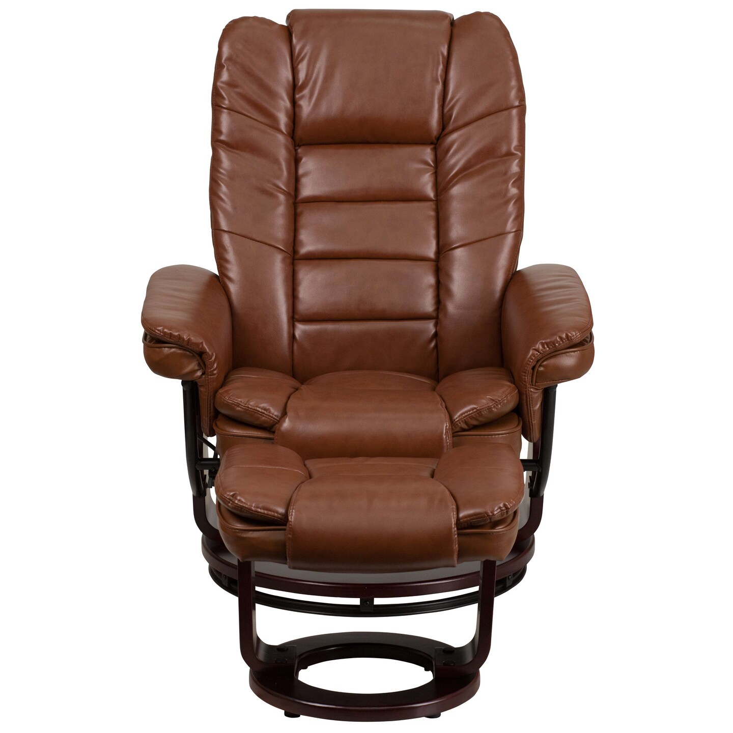 Emma and Oliver Multi-Position Stitched Recliner & Ottoman with Swivel Base