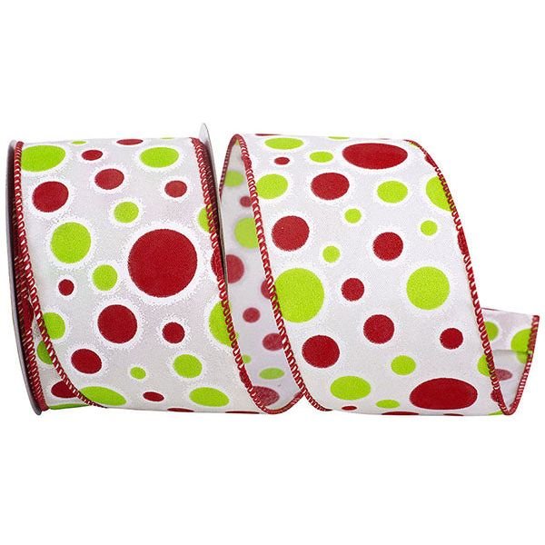 2.5&#x22; Bubble Dot Holiday Ribbon: White (10 Yards)