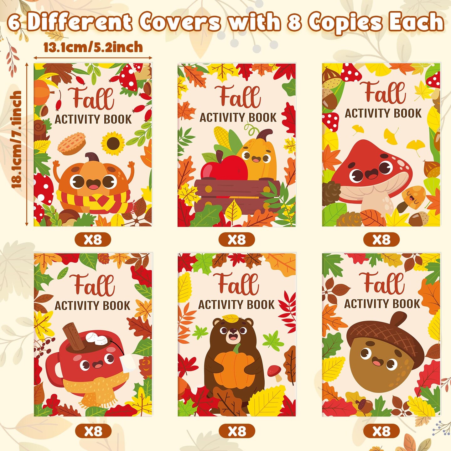 Fall Activity Books for Kids - 24Pcs Autumn Theme Mini Games Coloring Book Set Bulk DIY Art Drawing Mazes Word Search Word Scramble Games for Thanksgiving Halloween Party Goodie Bags Stuffers Favors
