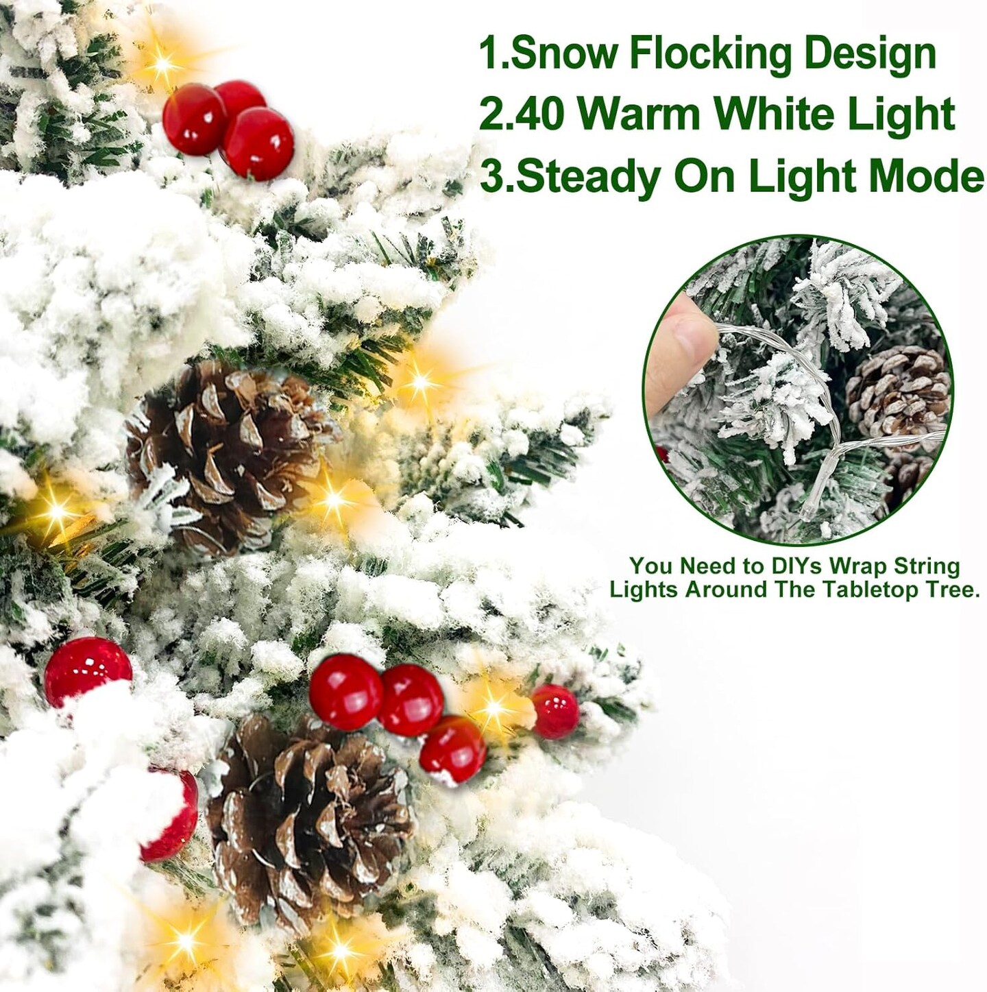 2Ft Mini Tabletop Christmas Tree Battery Operated (Tabletop Christmas Tree) 16&#x22;D x 16&#x22;W x 24&#x22;H