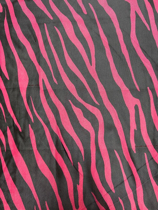 Neon Pink and Black Zebra Print Stretch Mesh Fabric By the Yard