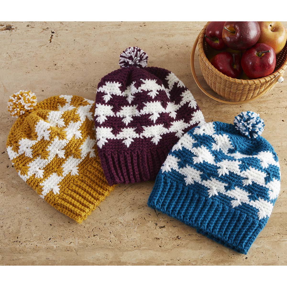 Herrschners  Cozy Trio Hats Crochet Kit