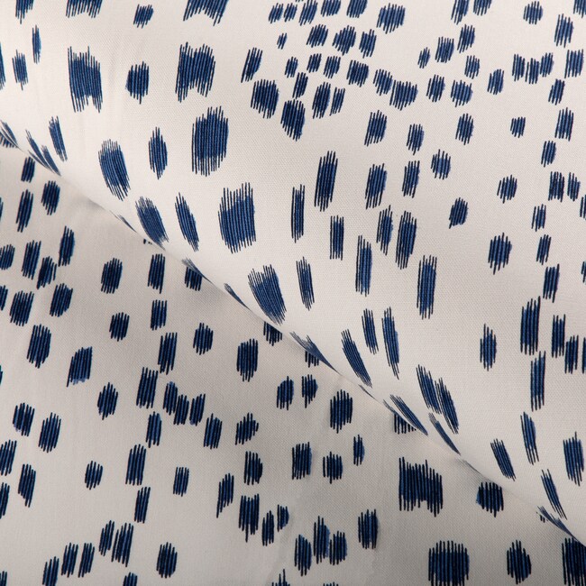 1 Yard Les Touches Blue Printed Cotton Fabric Softened for Upholstery and Decorative Projects