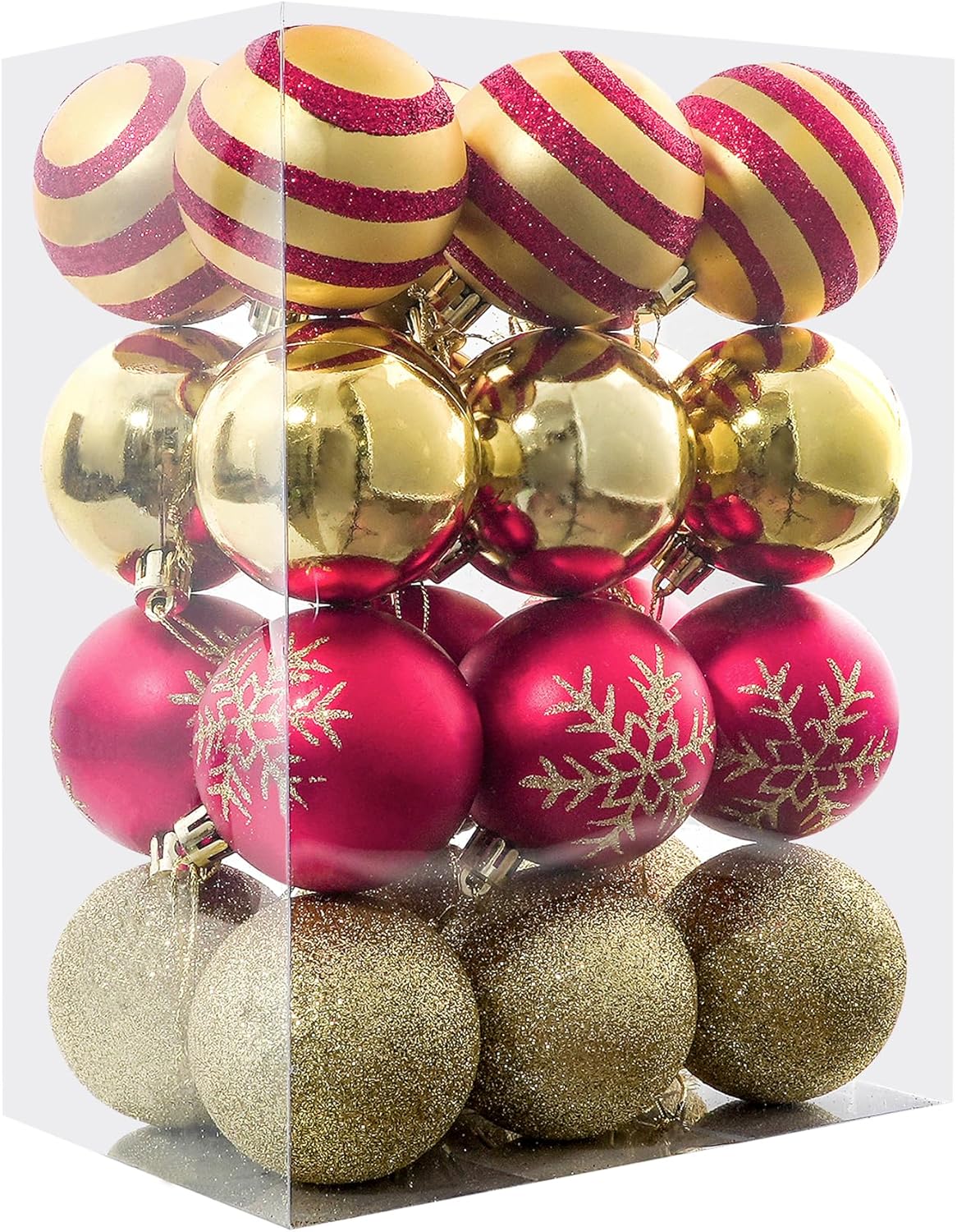 24pcs Christmas Ball Ornaments (Red and Gold) - 6.88 x 4.53 x 9 inches