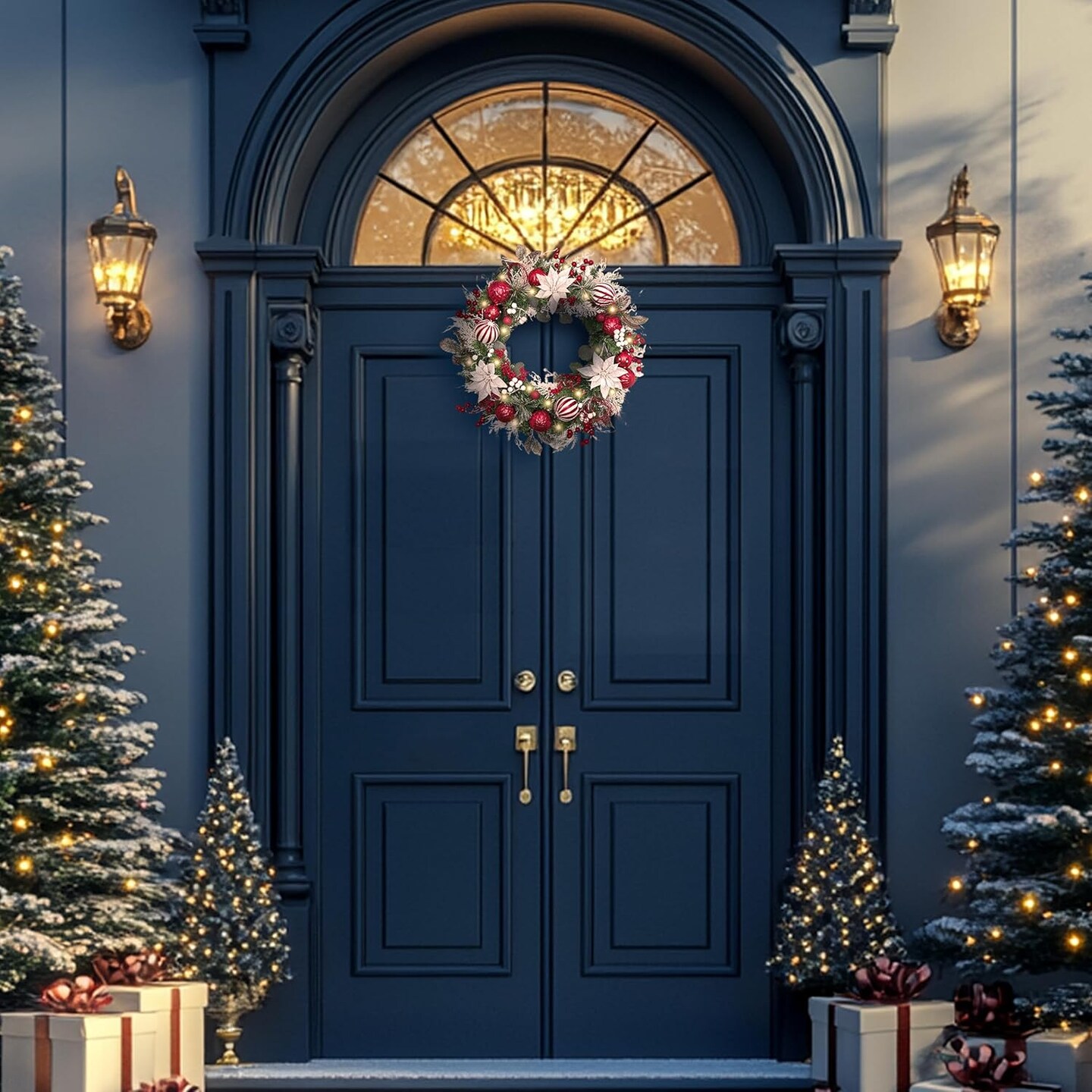 Pre-Lit Christmas Wreath for Front Door