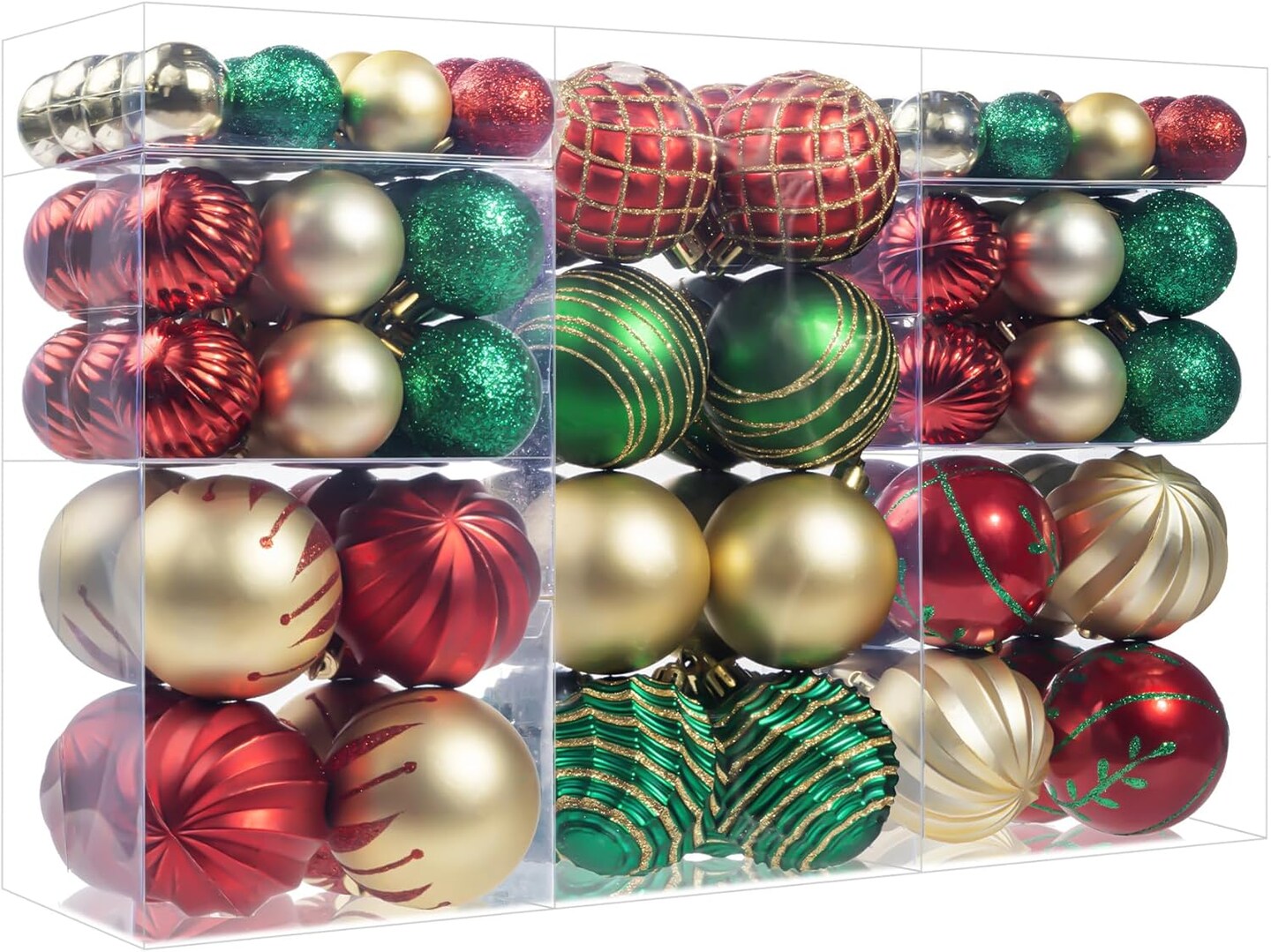 100Pcs Christmas Ball Ornaments Set (Gold &#x26; Red &#x26; Green)
