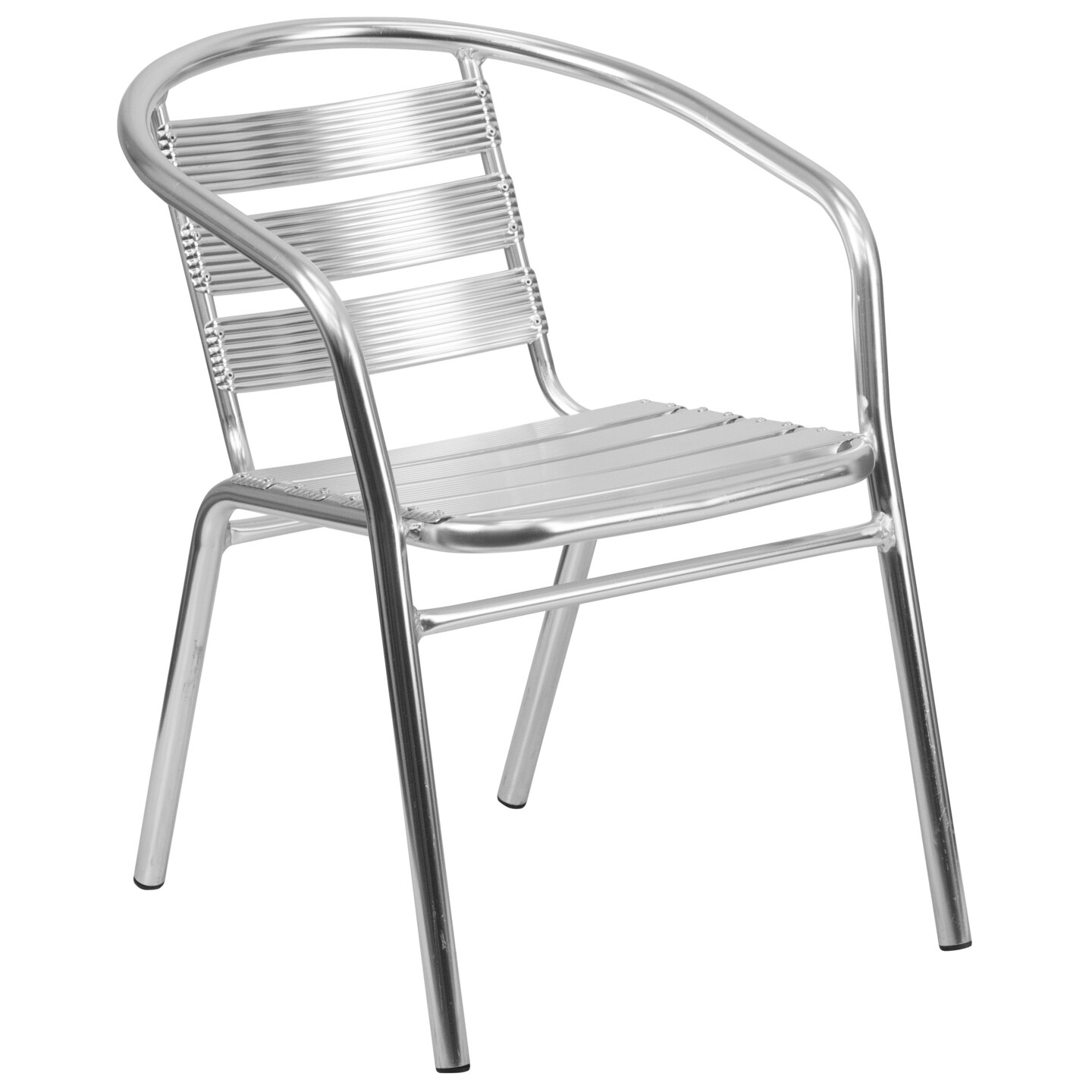 Emma and Oliver Heavy Duty Aluminum Commercial Indoor-Outdoor Restaurant Stack Chair with Triple Slat Back