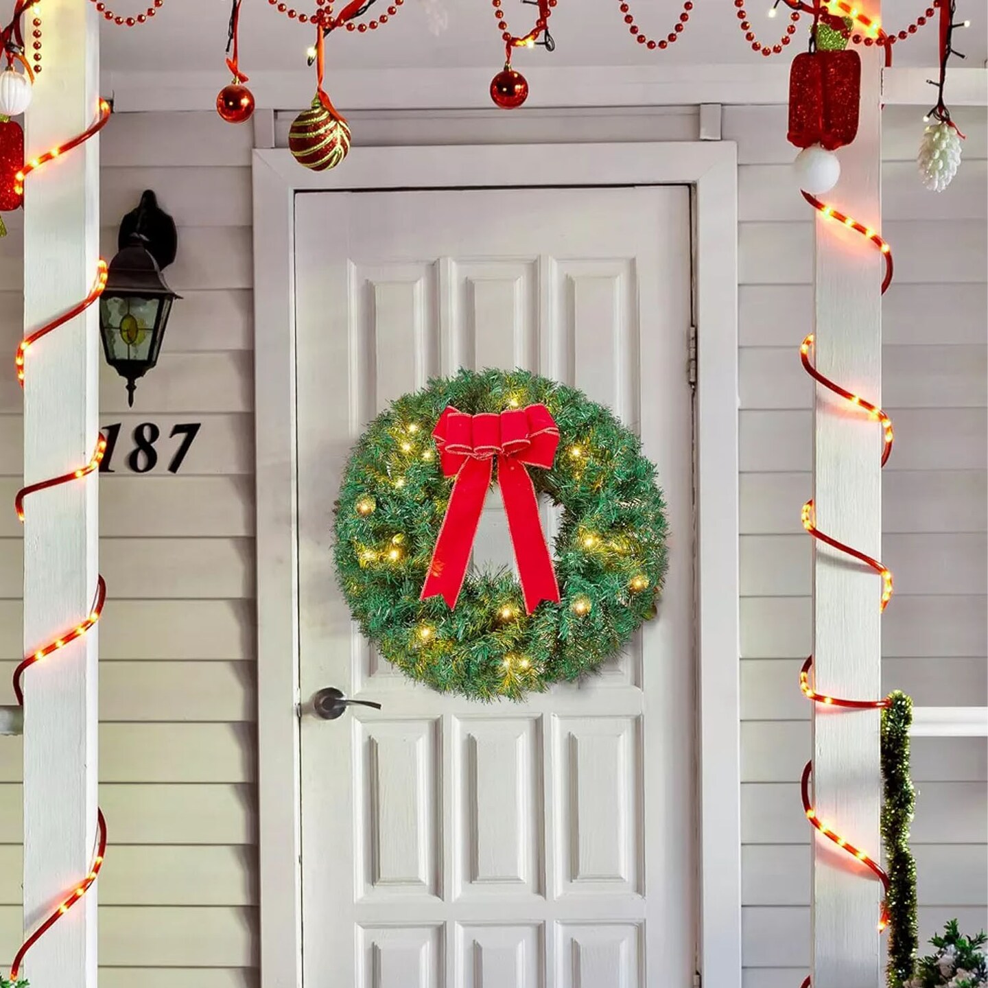 3 Pcs 19 Inch Prelit Christmas Wreath Battery Operated LED Holiday Decoration