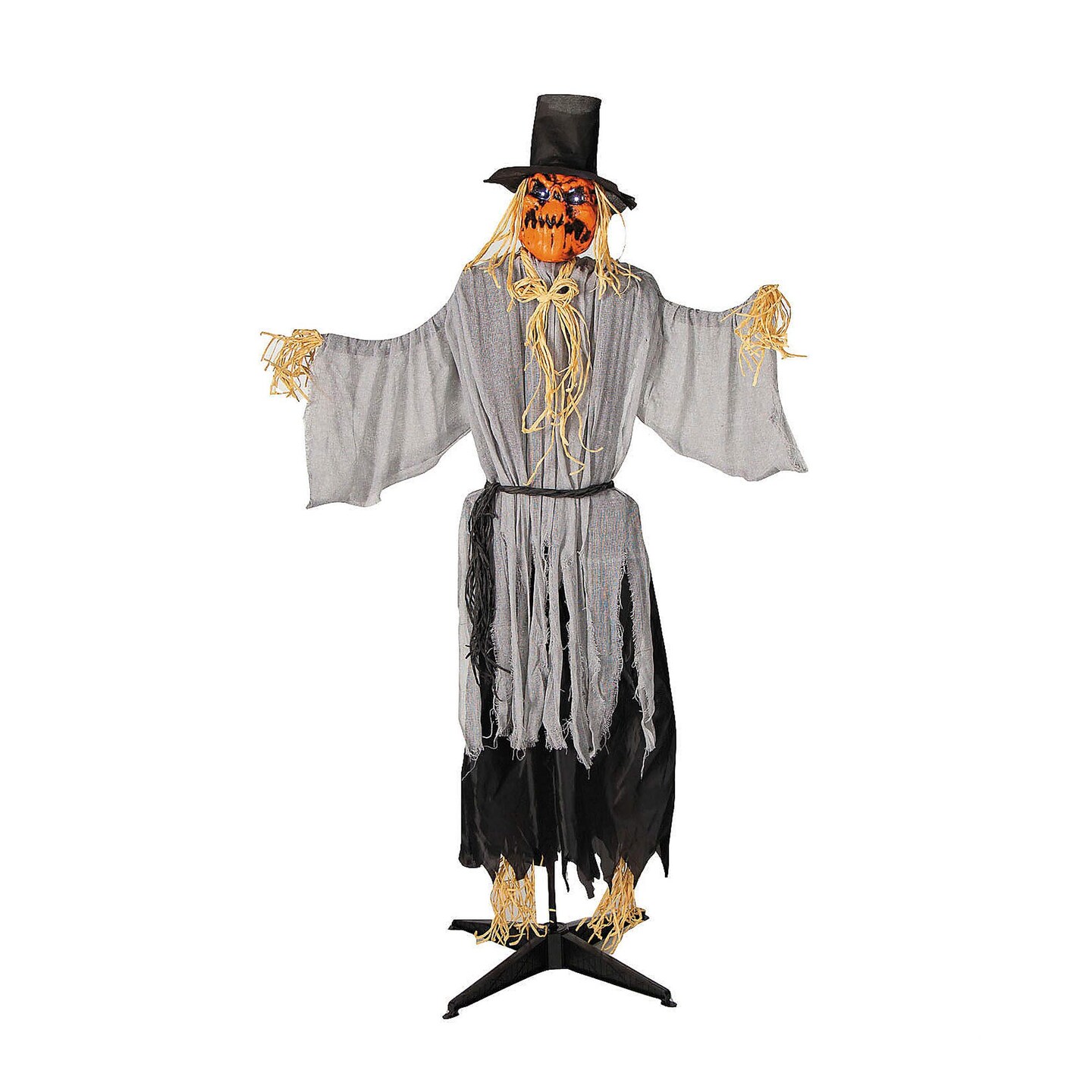 Animated Head Turning Pumpkin Scarecrow 68 3/4&#x22;