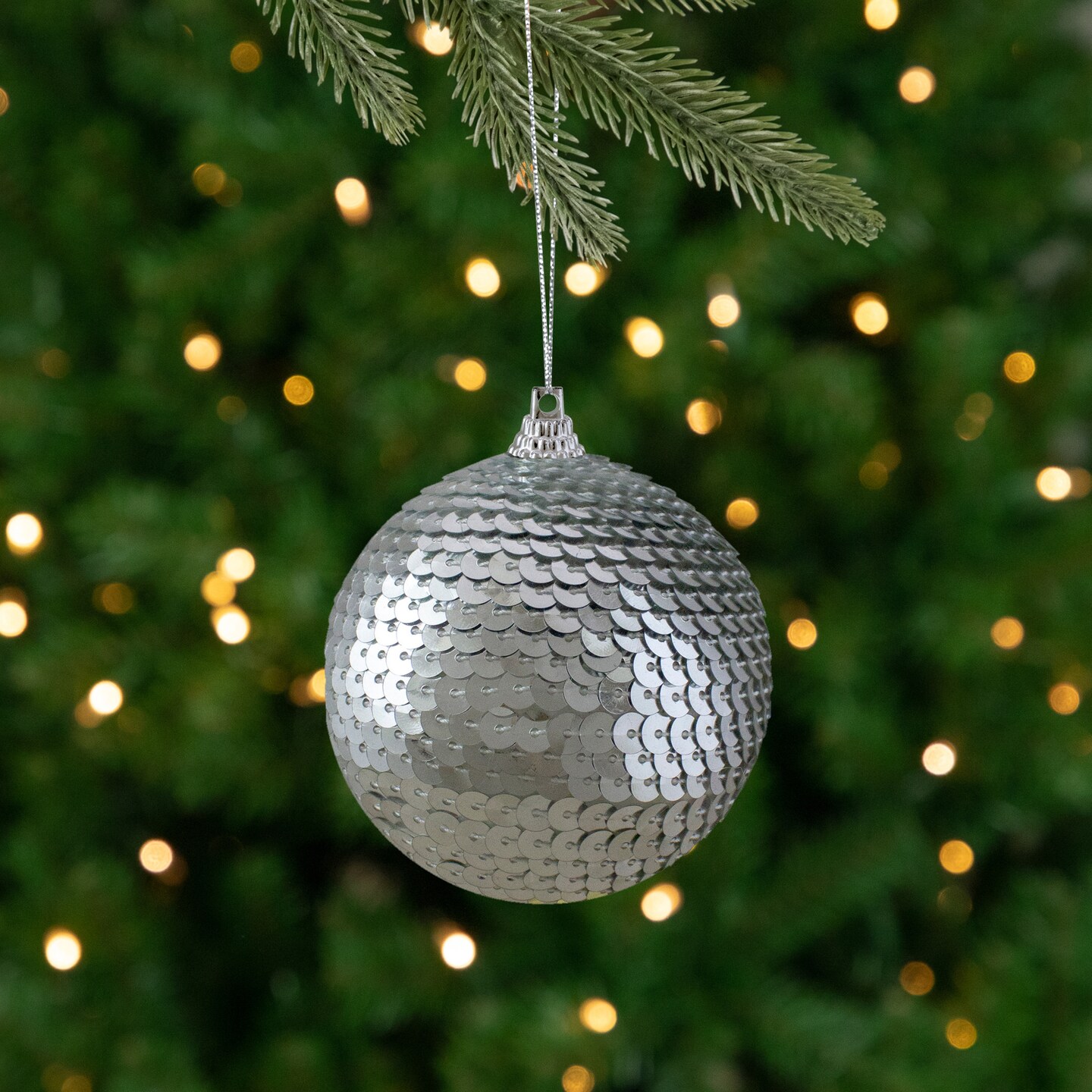 Northlight 3" Silver Sequin Shatterproof Ball Christmas Ornament