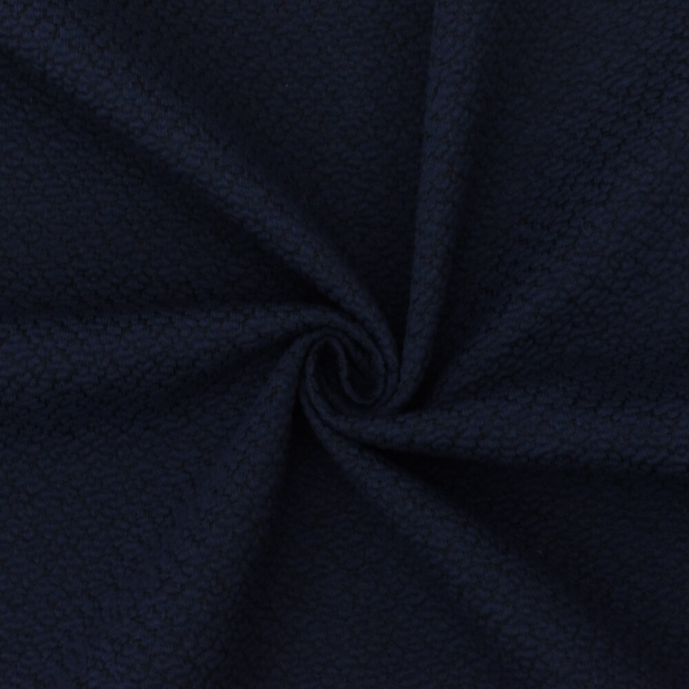 Abyss Blue-Black Poly-Cotton 3D Texture Jacquard Knit Fabric By the Yard