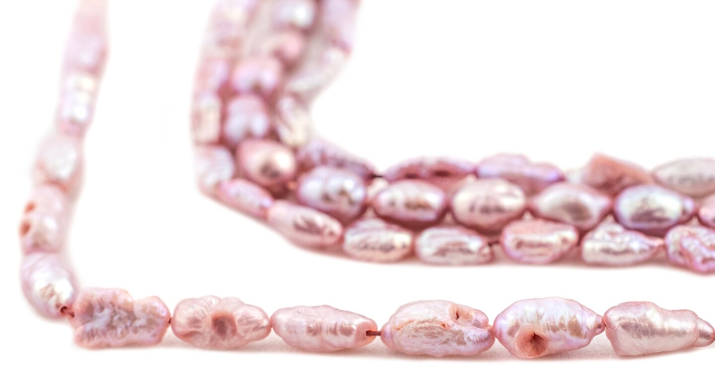 The Bead Chest Vintage Japanese Rice Pearl Beads: Authentic Craft Beading Supplies | Pink | Full Strand