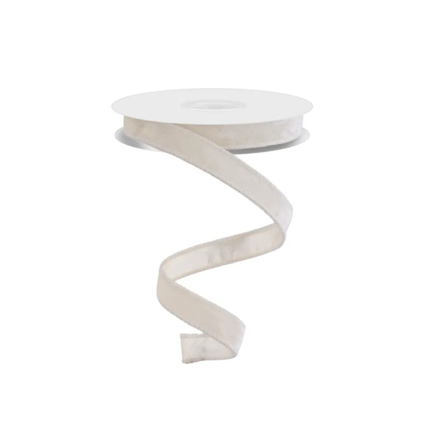 7/8&#x22;x10yd Cream Velvet Wired Ribbon &#x2013; Satin Backing &#x26; Wired Edge-RGE7658A1