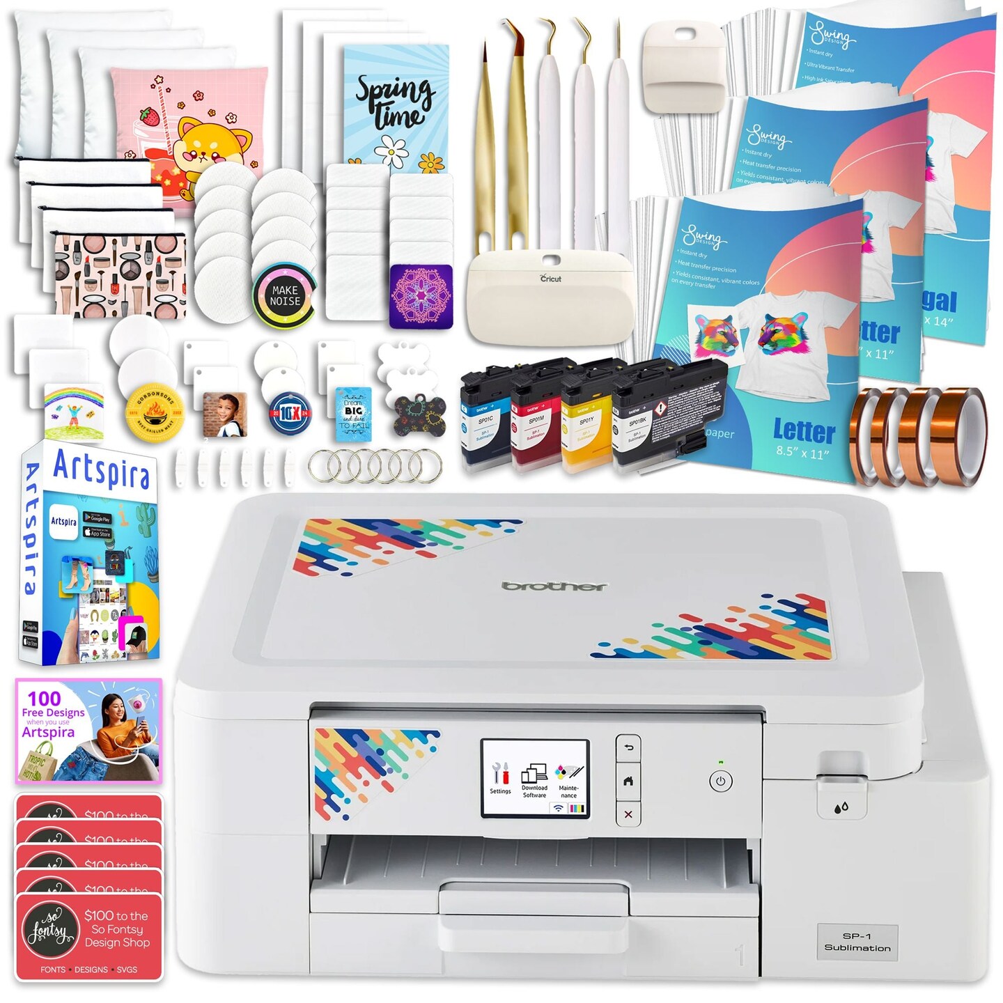 Brother SP-1 Sublimation Printer Deluxe Bundle with 460 Transfer Sheets