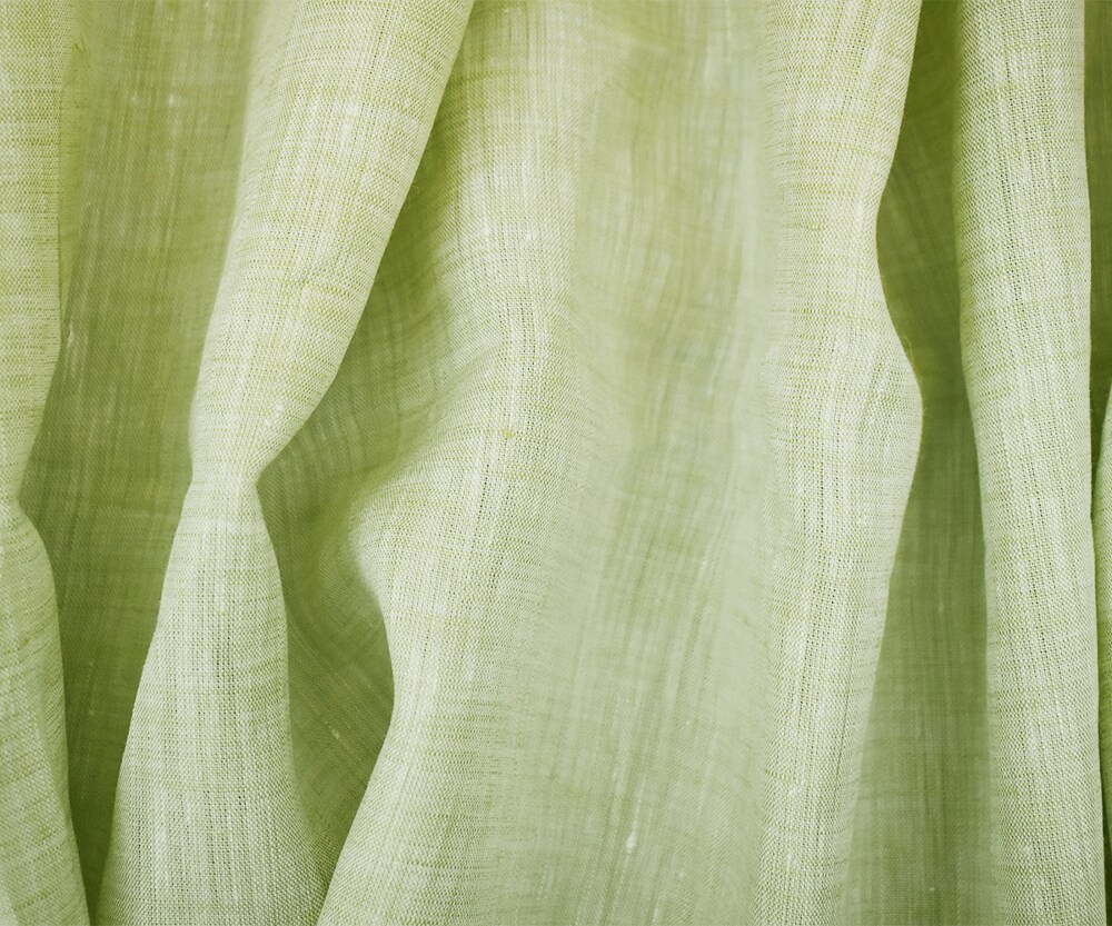 Green-White Spencer Bryson Solid Slub Texture Irish Linen Woven Fabric By the Yard