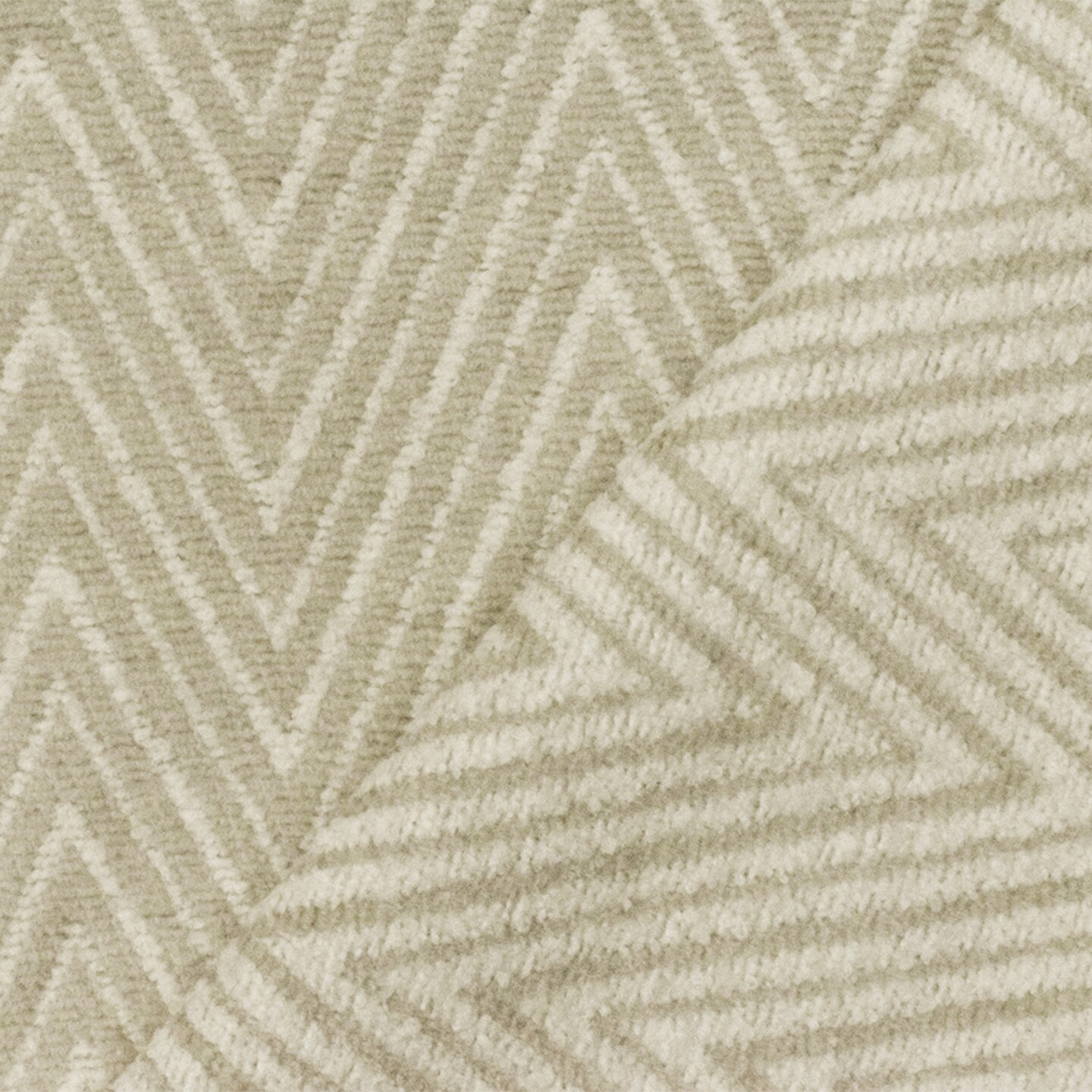 White-Beige Chevron Poly Chenille Woven Home Decorating Fabric By the Yard