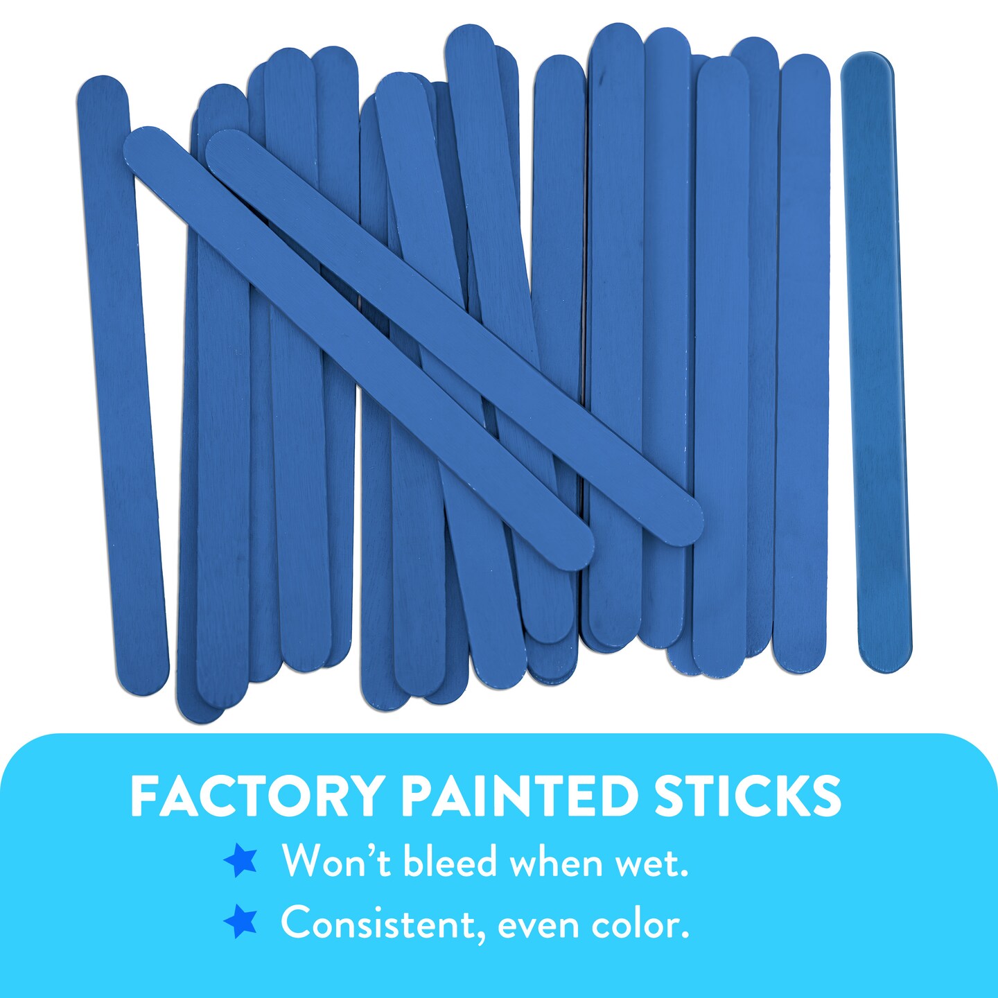 CraftySticks Colored Wood Craft Sticks 4.5 Inch, Red Orange Yellow Green Blue Purple White Black Pink Brown Popsicle Sticks