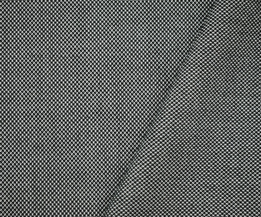 Black-White Wool Poly Dobby Woven Suiting Fabric By the Yard