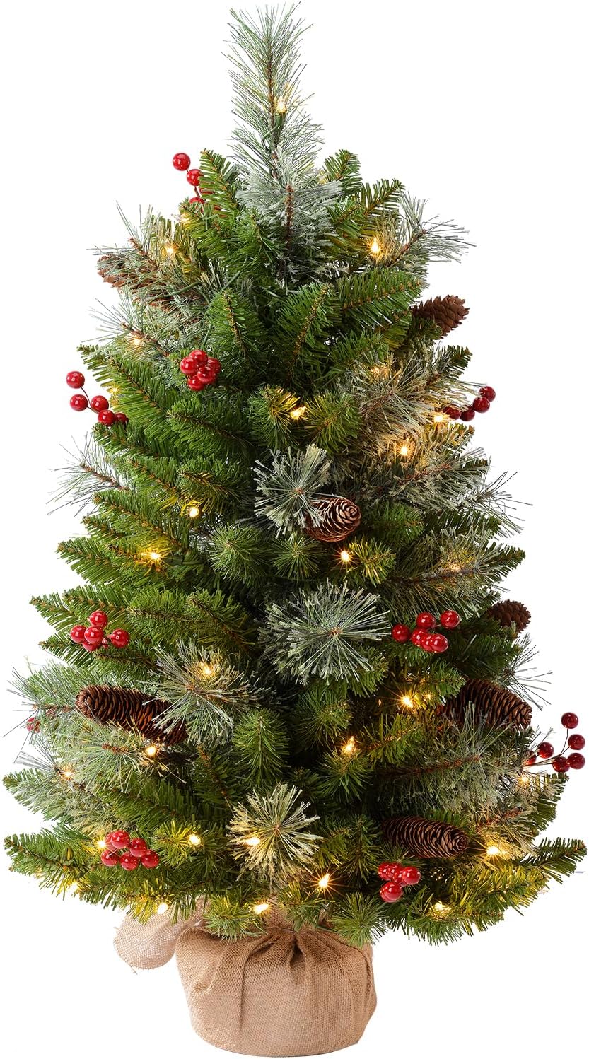 3ft Pre-Lit Artificial Christmas Tree with 70 LED Lights Tabletop (Green) 24&#x22;D x 24&#x22;W x 36&#x22;H