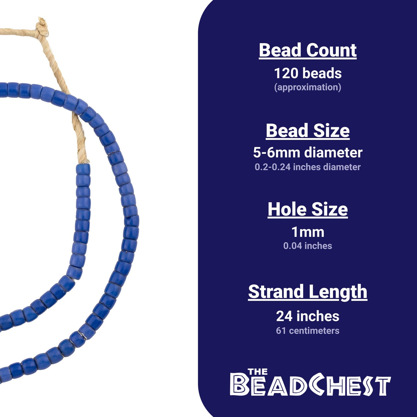 The Bead Chest Cobalt Blue Turkana Beads: Authentic East African Tribal Glass Beads from Kenya