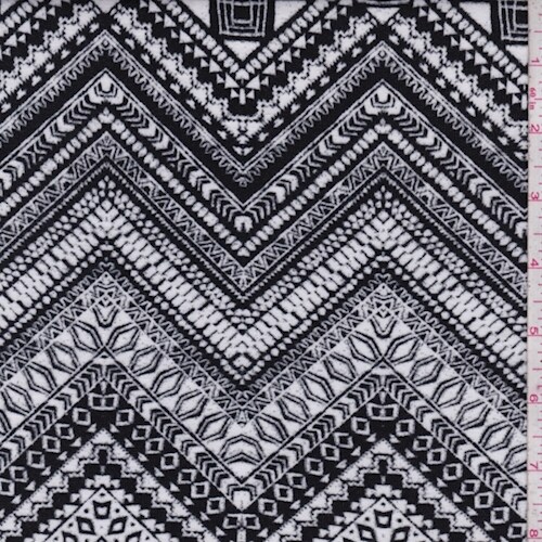 White/Black Deco Chevron Jersey Knit Fabric By the Yard