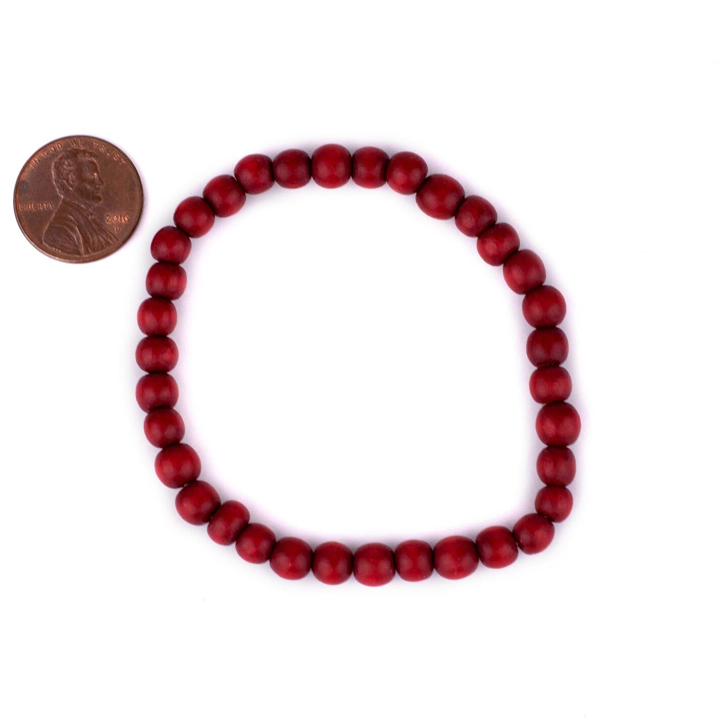 The Bead Chest Wood Stretch Bracelet, Red - Stackable Beaded Jewelry, Unisex for Men & Women