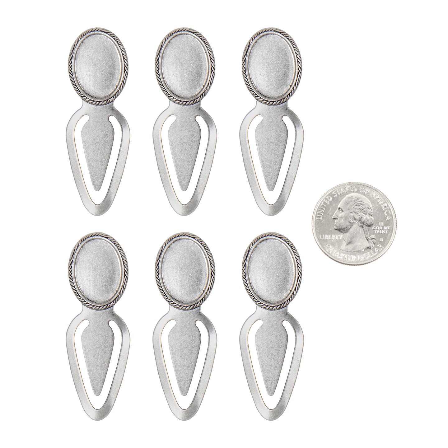 18x13mm Antiqued Pewter Plated Brass Cameo Blank Bookmark, Set of Six - P-OD01
