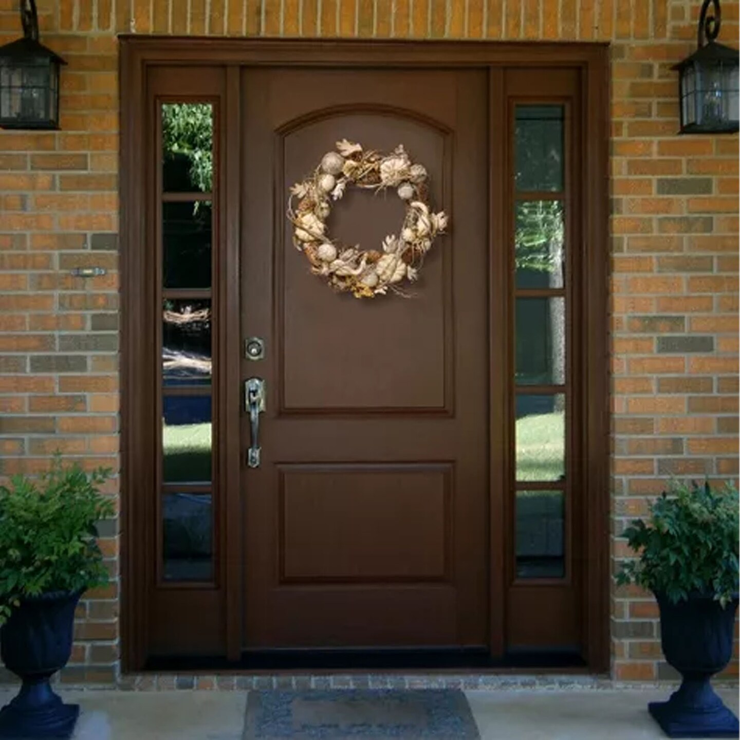 20&#x201D; White Autumn Wreath with Gourds, Pinecones &#x26; Berries