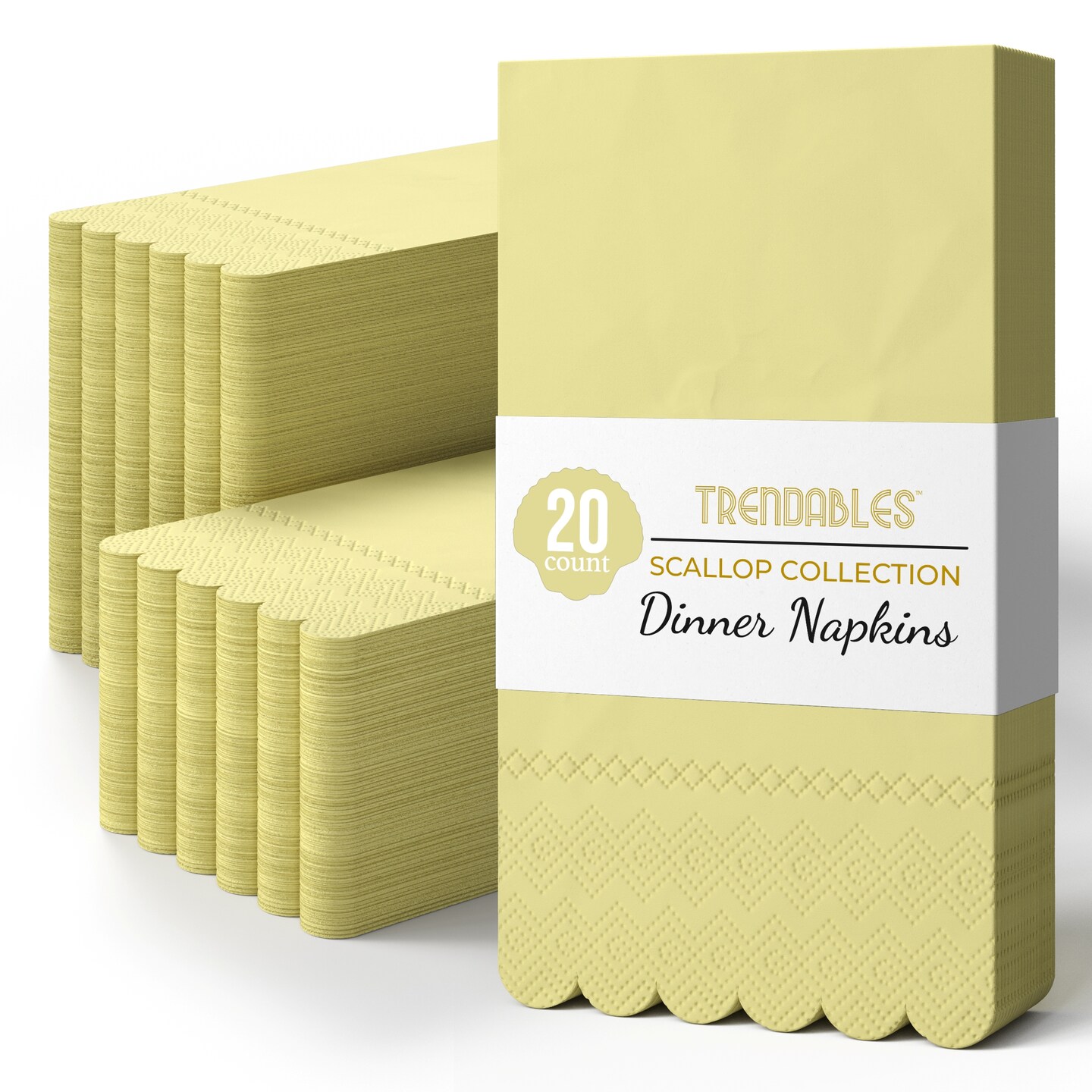  Scalloped Napkins Disposable 100 Pcs 3-Ply Yellow Scalloped Dinner Napkins Disposable Decorative for Dinners & Parties, Paper Guest Towels for Bathroom & Party Supplies