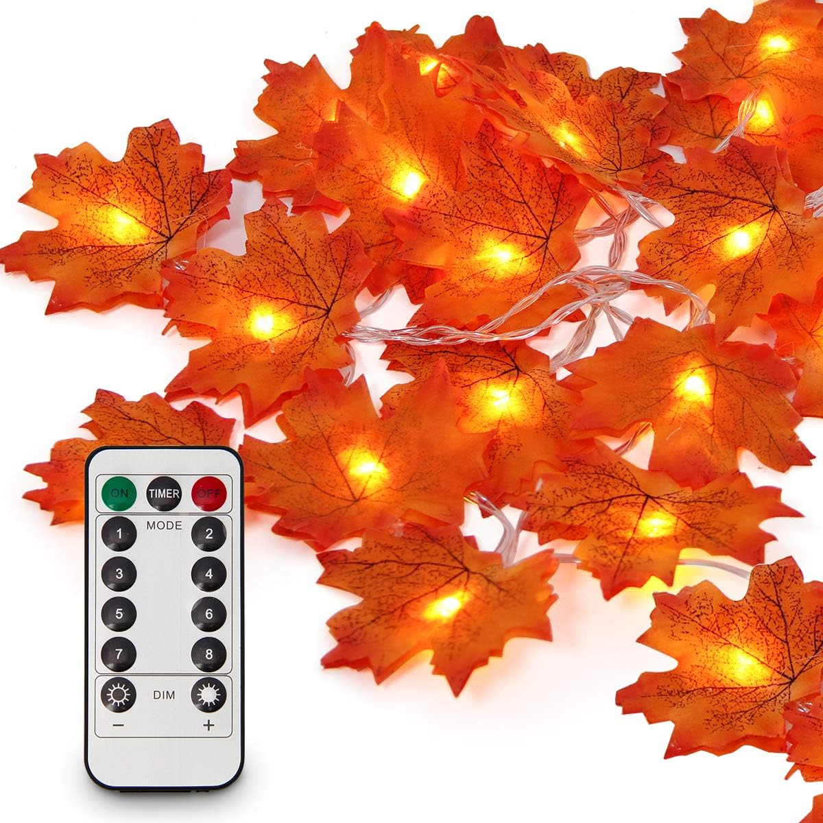 2 Pack 10FT/20LED Maple Leaves String Light (Gold, Orange)