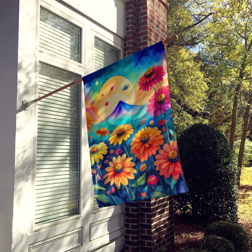 Edge Collections - 28" X 40" - Multicolor - Zinnias in Color Large Porch - 1 Piece