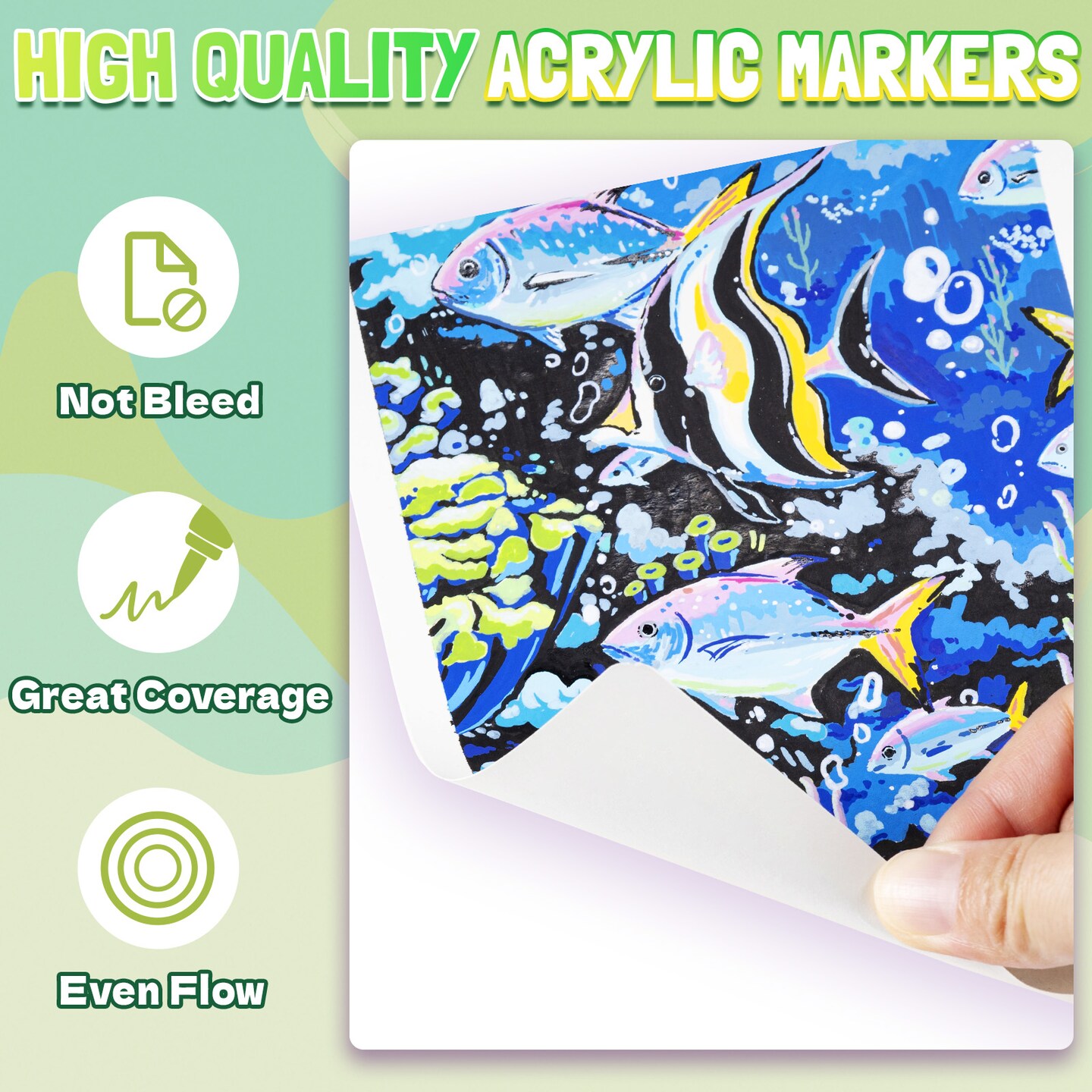 LET&#x27;S RESIN PAINT Acrylic Paint Markers Brush Tip 72 Colors,Automatic Ink Control Acrylic Paint Pens,No Bleed &#x26; Good Coverage Acrylic Markers for Coloring Books,Rock Painting,Canvas,Ceramic,Wood