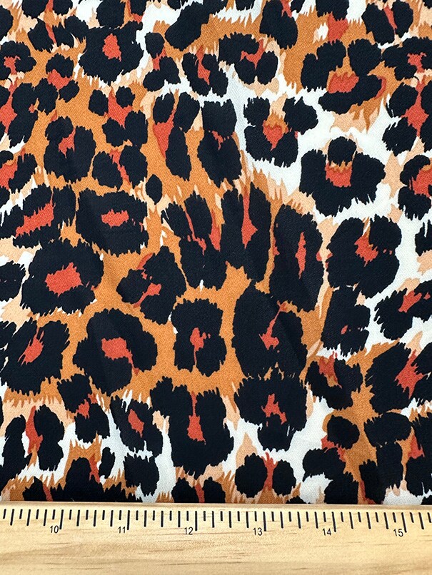 Dark Gold Multi Animal Print Poly Georgette Fabric By the Yard