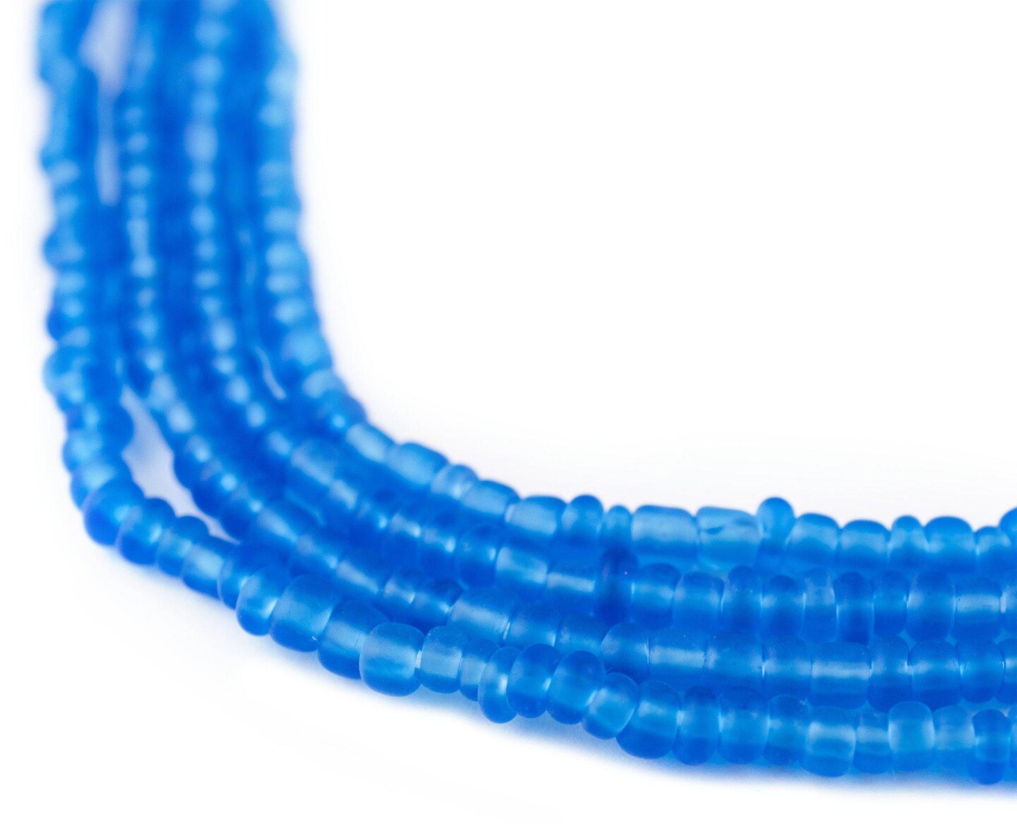The Bead Chest Sapphire Blue Matte Glass Seed Beads (3mm) - 24 inch Strand of Quality Glass Beads