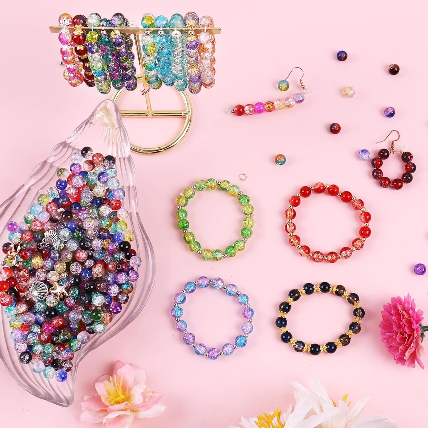 1800PCS 8mm Crackle Glass Beads Bracelet Making Kit (crackle)