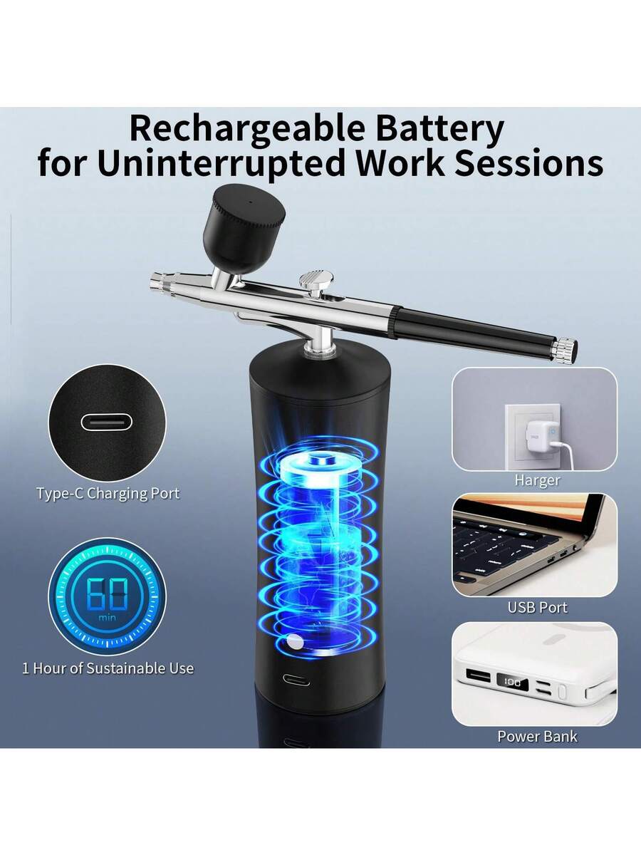 Airbrush Kit with Compressor, 48PSI High Pressure Non-Clogging Air Brush Set