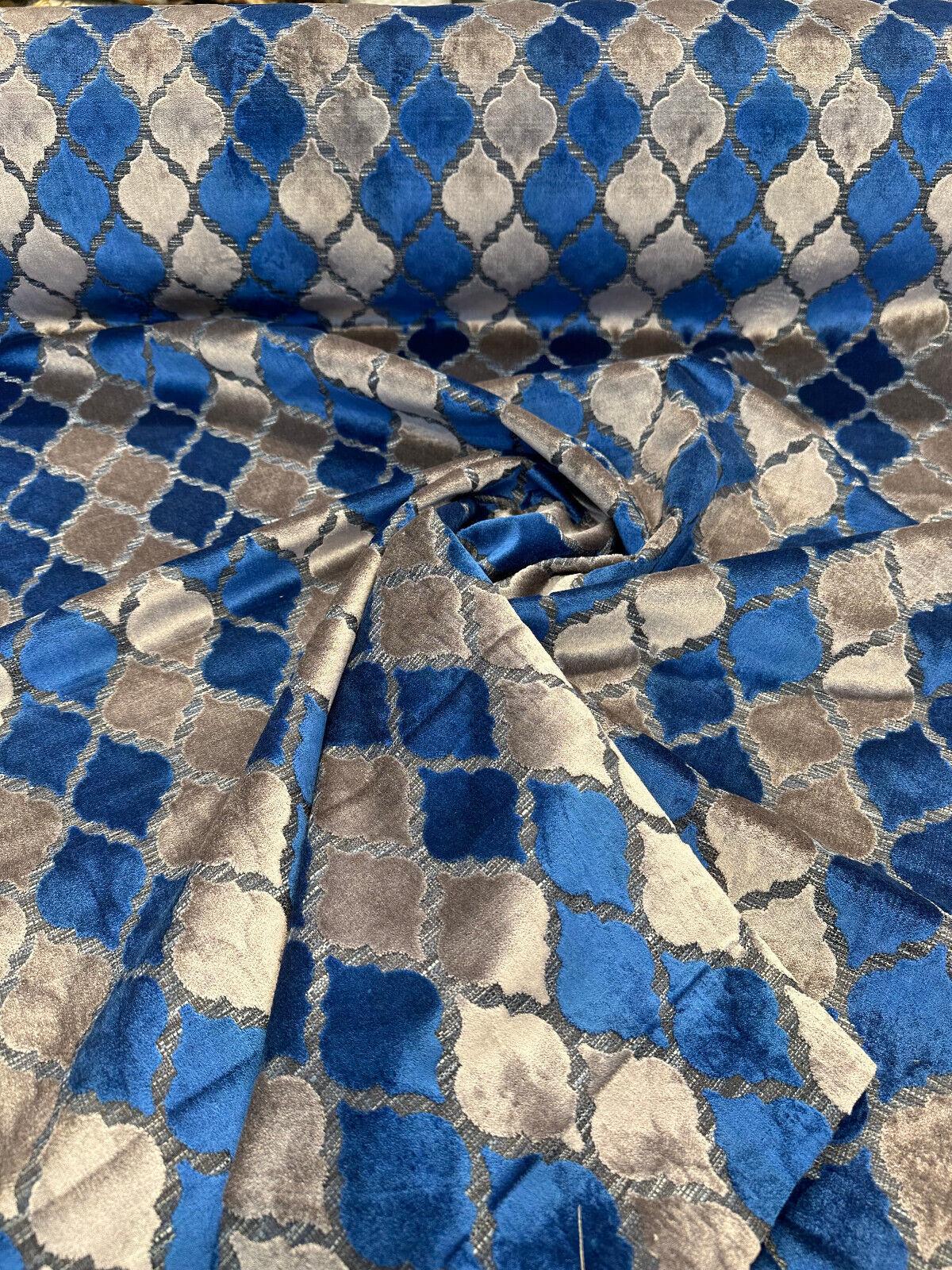 1 Yard Upholstery Raised Velvet Fabric Nubia Cobalt Navy Soft Durable 45% Viscose 29% Polyester 26% Cotton 54 Inch Width