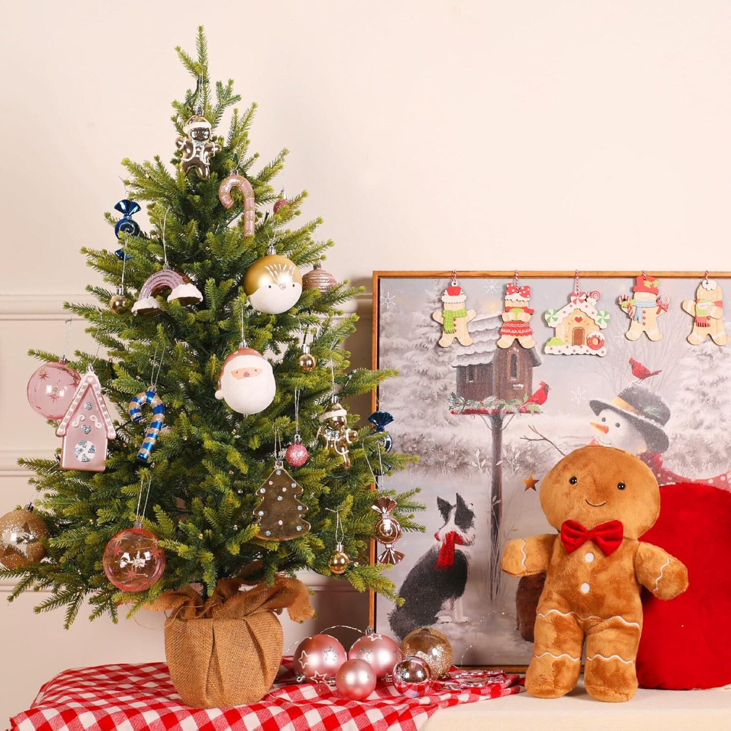 65pcs Christmas Balls Ornaments Set (Macaron Pink)