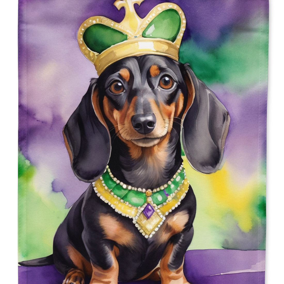 Edge Collections - 11.25" X 15.50" - Multicolor - Dachshund King of Mardi Gras - 1 Piece